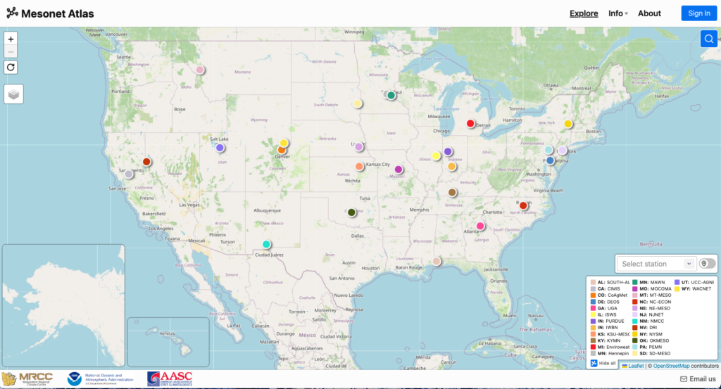 Map of Mesonets across the US.